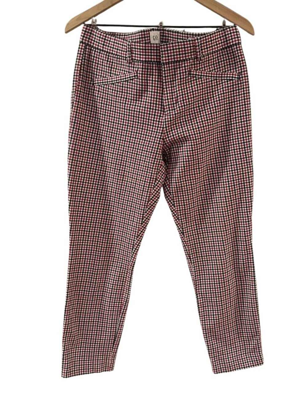 Gap Signature Skinny Ankle Red & Navy Gingham Stretch Trousers